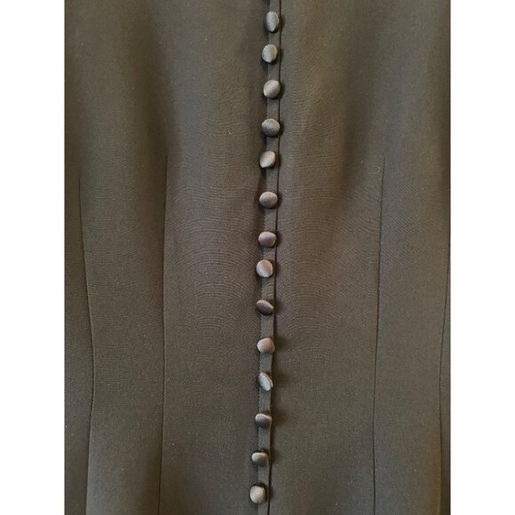 Donna Morgan Black Short Sleeve Dress Button Back & Lace Trim Petite 6 - Picture 3 of 11